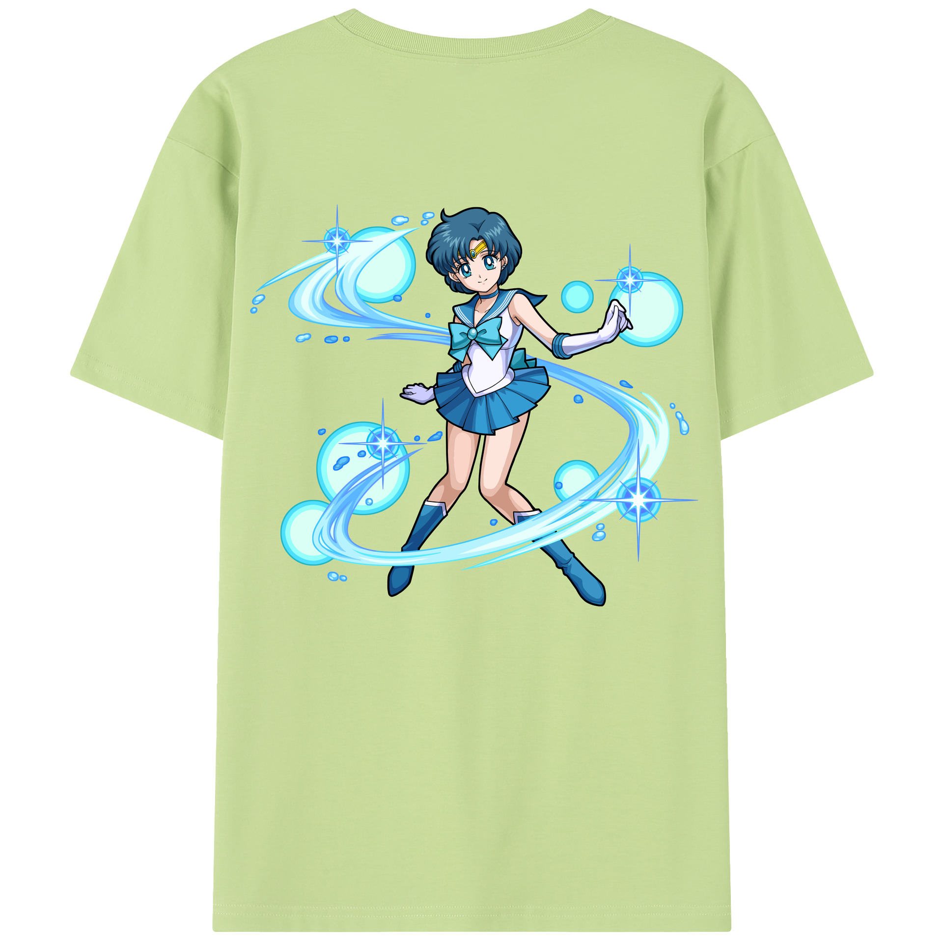 （画像用） 美少女戦士セーラームーン 水野 亜美 みずの あみ Sailor Moon Mizuno Ami 綿100％半袖Tシャツ（背面プリント）